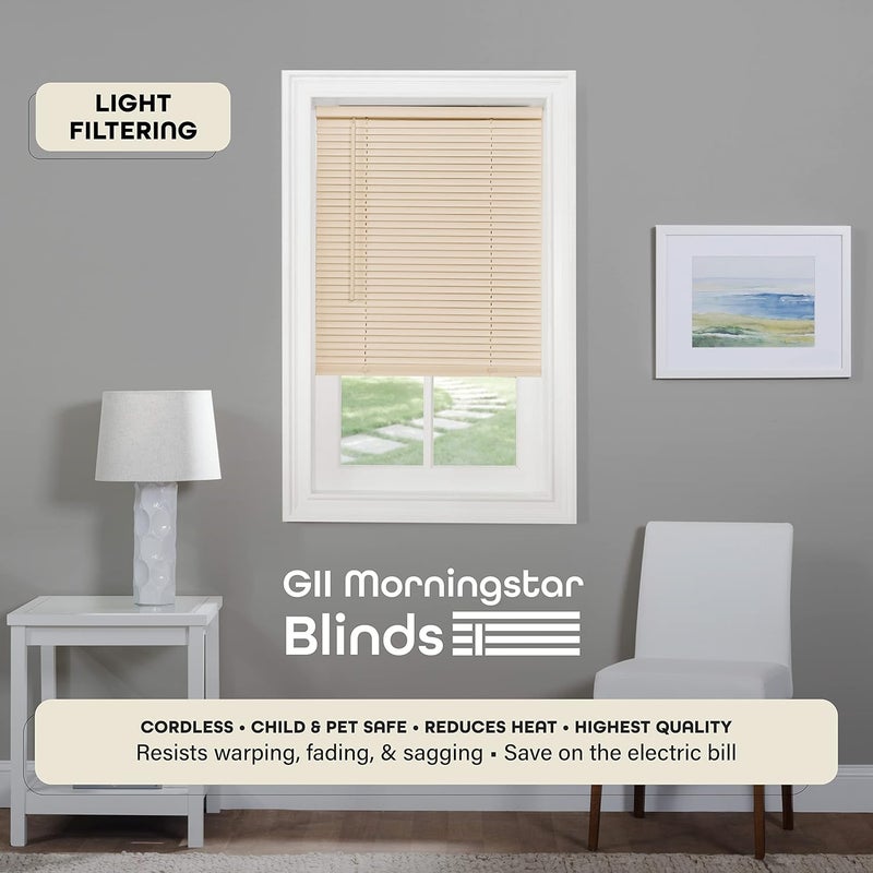 Achim Cordless Light Filtering Mini Blind - 28 Inch Width, 48 Inch Length, 1" Slat Size - Alabaster - Cordless GII Morningstar Horizontal Windows Blinds for Interior by Home Decor - Image 2
